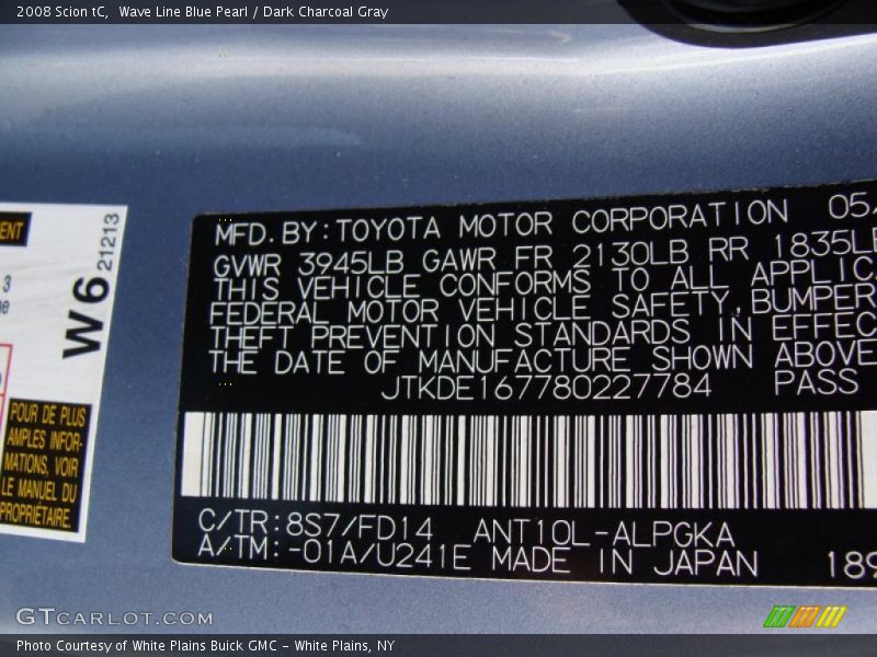 Wave Line Blue Pearl / Dark Charcoal Gray 2008 Scion tC
