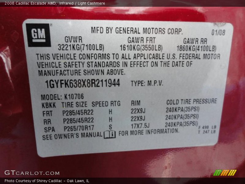 Infrared / Light Cashmere 2008 Cadillac Escalade AWD