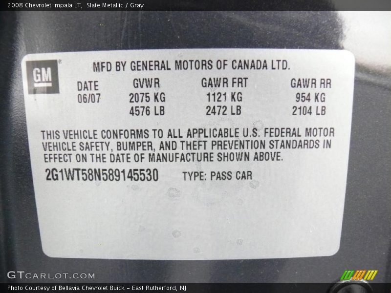 Slate Metallic / Gray 2008 Chevrolet Impala LT