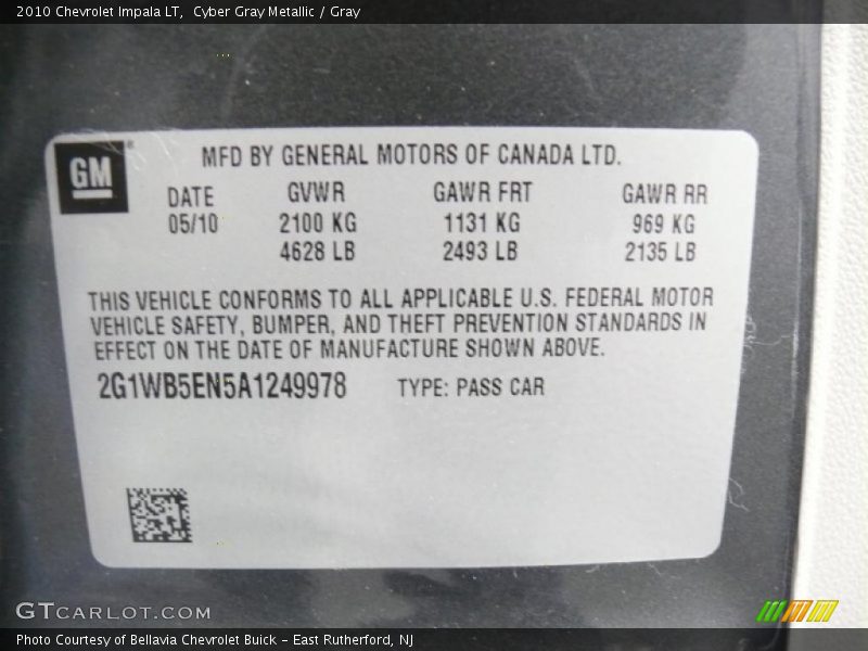 Cyber Gray Metallic / Gray 2010 Chevrolet Impala LT