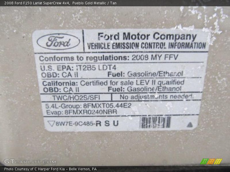 Pueblo Gold Metallic / Tan 2008 Ford F150 Lariat SuperCrew 4x4