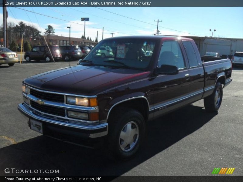 Dark Carmine Red Metallic / Gray 1998 Chevrolet C/K K1500 Extended Cab 4x4