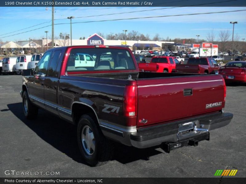 Dark Carmine Red Metallic / Gray 1998 Chevrolet C/K K1500 Extended Cab 4x4