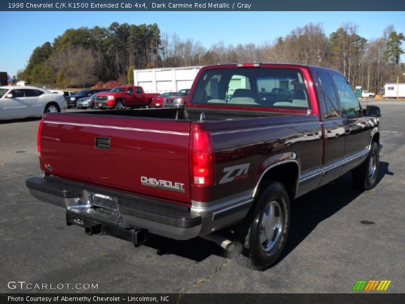 Dark Carmine Red Metallic / Gray 1998 Chevrolet C/K K1500 Extended Cab 4x4