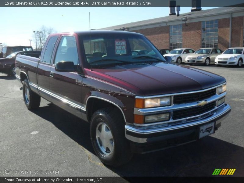 Dark Carmine Red Metallic / Gray 1998 Chevrolet C/K K1500 Extended Cab 4x4