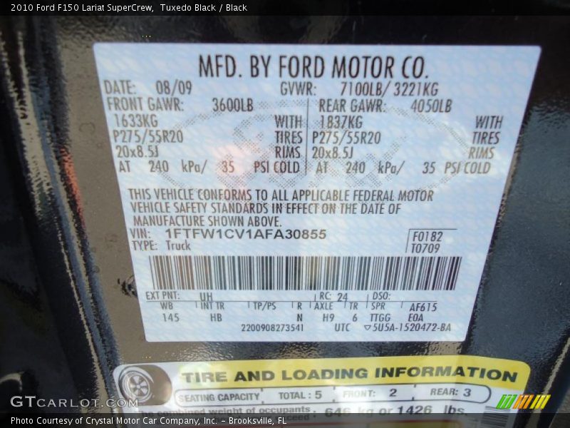 Tuxedo Black / Black 2010 Ford F150 Lariat SuperCrew