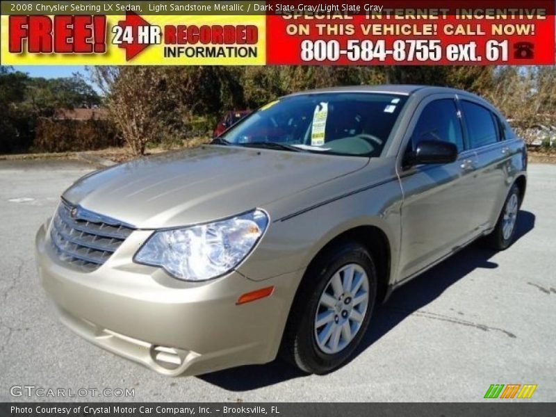 Light Sandstone Metallic / Dark Slate Gray/Light Slate Gray 2008 Chrysler Sebring LX Sedan