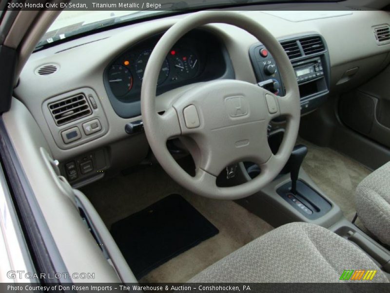 Titanium Metallic / Beige 2000 Honda Civic EX Sedan