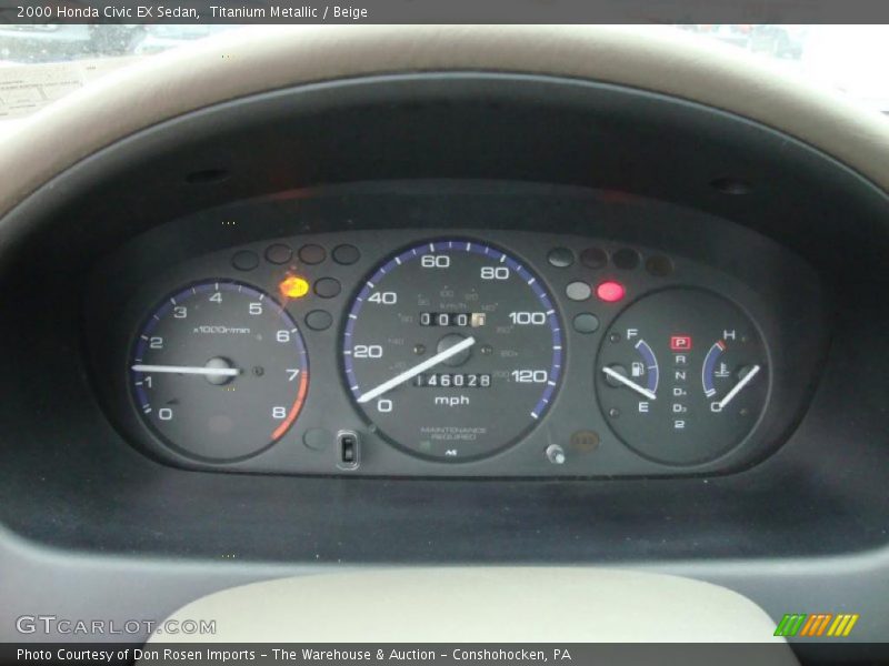 Titanium Metallic / Beige 2000 Honda Civic EX Sedan