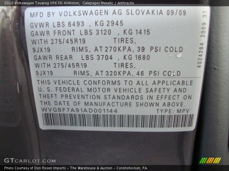 Galapagos Metallic / Anthracite 2010 Volkswagen Touareg VR6 FSI 4XMotion