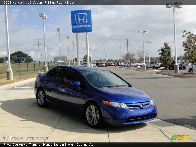 Fiji Blue Pearl / Black 2008 Honda Civic Si Sedan