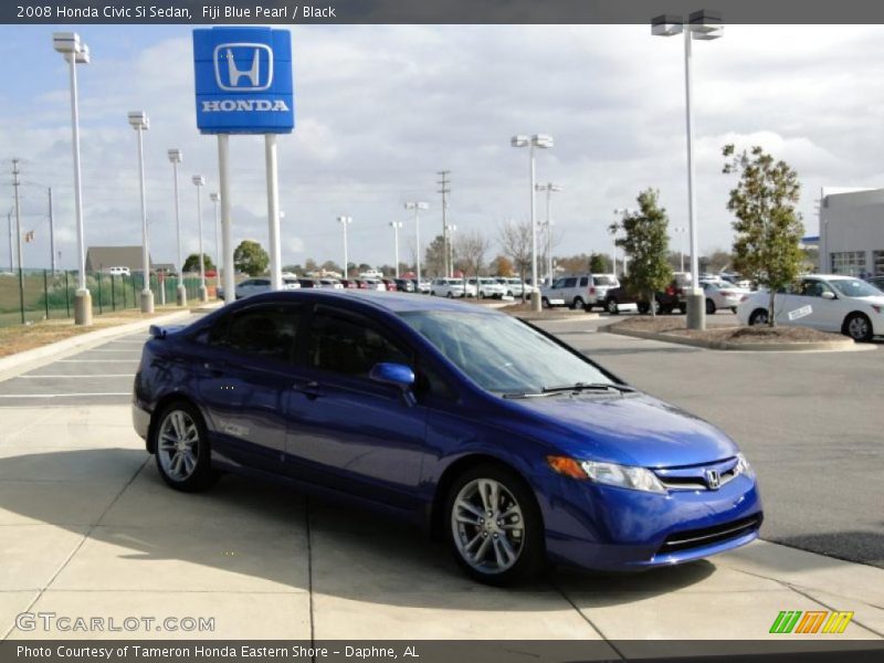 Fiji Blue Pearl / Black 2008 Honda Civic Si Sedan