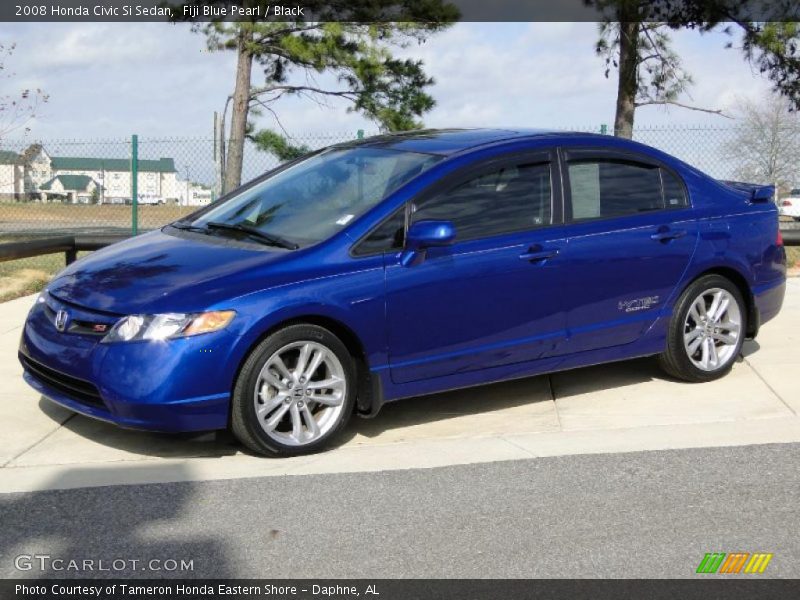 Fiji Blue Pearl / Black 2008 Honda Civic Si Sedan