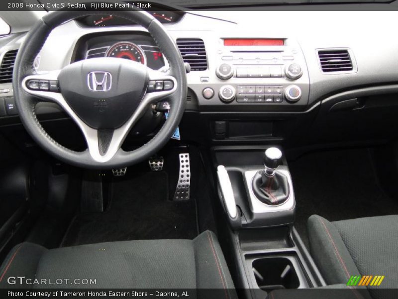 Fiji Blue Pearl / Black 2008 Honda Civic Si Sedan