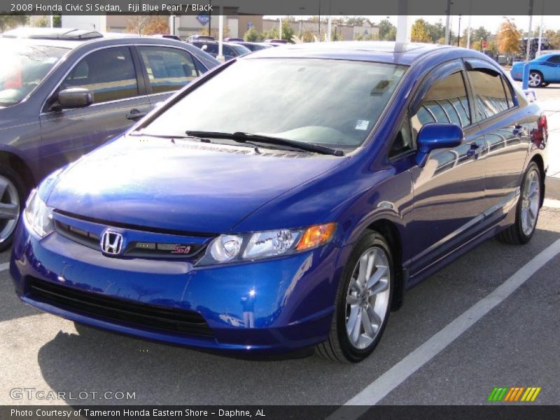 Fiji Blue Pearl / Black 2008 Honda Civic Si Sedan