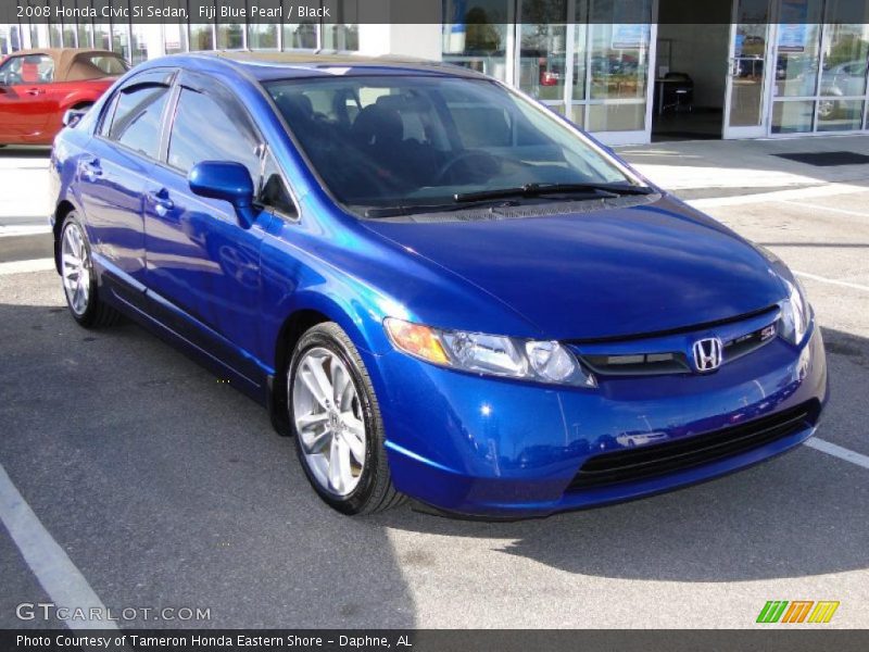Fiji Blue Pearl / Black 2008 Honda Civic Si Sedan