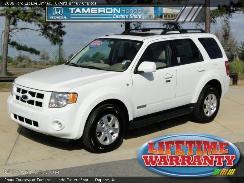 Oxford White / Charcoal 2008 Ford Escape Limited