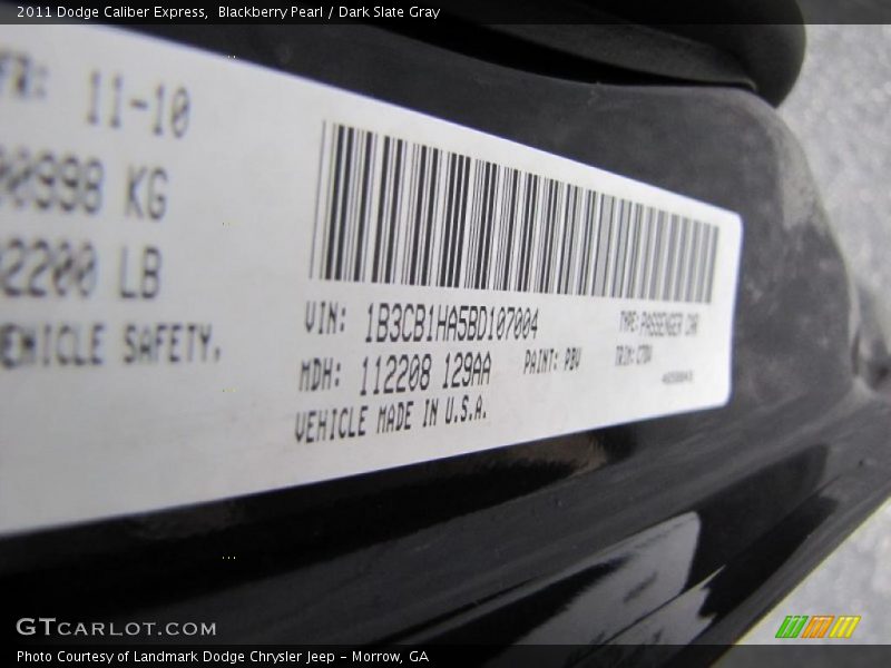 Blackberry Pearl / Dark Slate Gray 2011 Dodge Caliber Express