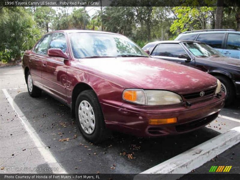 Ruby Red Pearl / Gray 1996 Toyota Camry LE Sedan