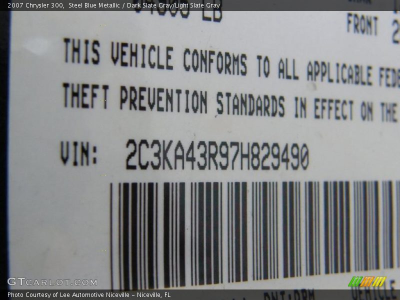 Steel Blue Metallic / Dark Slate Gray/Light Slate Gray 2007 Chrysler 300