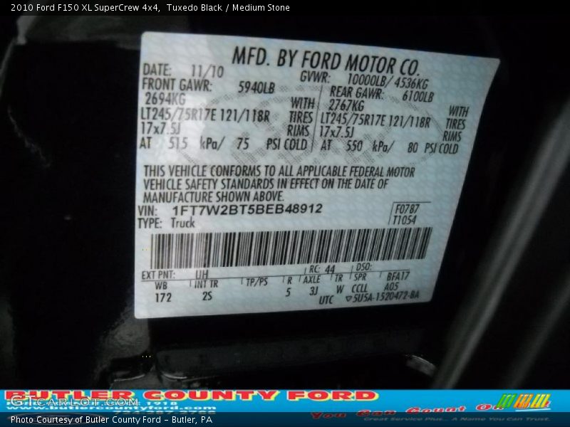 Tuxedo Black / Medium Stone 2010 Ford F150 XL SuperCrew 4x4
