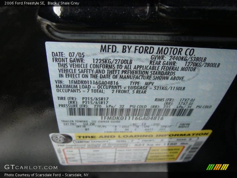 Black / Shale Grey 2006 Ford Freestyle SE