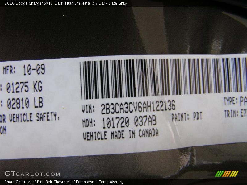 Dark Titanium Metallic / Dark Slate Gray 2010 Dodge Charger SXT