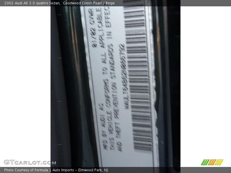 Goodwood Green Pearl / Beige 2002 Audi A6 3.0 quattro Sedan