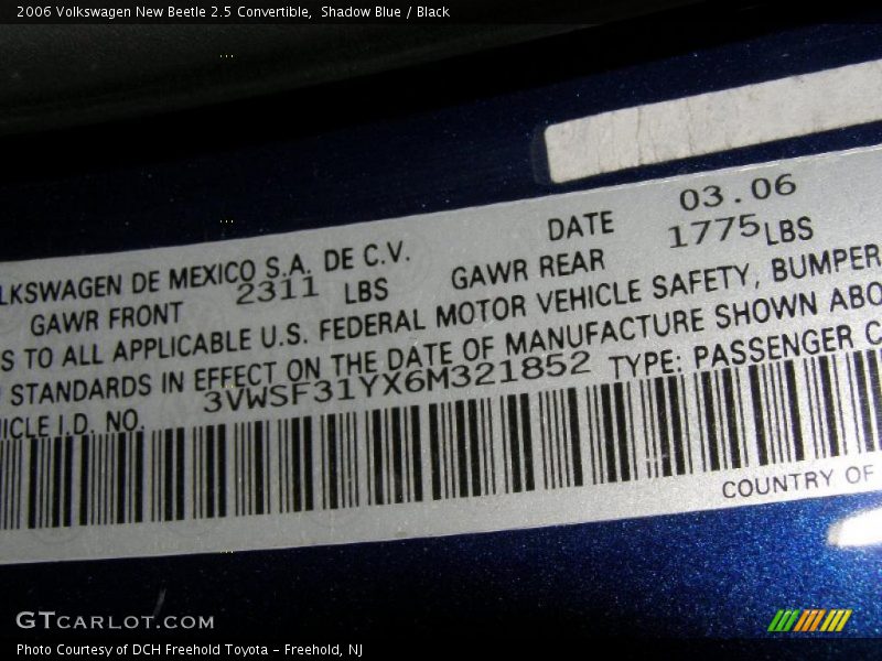 Shadow Blue / Black 2006 Volkswagen New Beetle 2.5 Convertible
