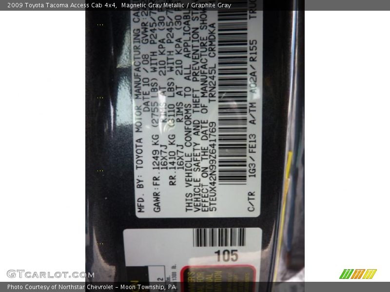 Magnetic Gray Metallic / Graphite Gray 2009 Toyota Tacoma Access Cab 4x4
