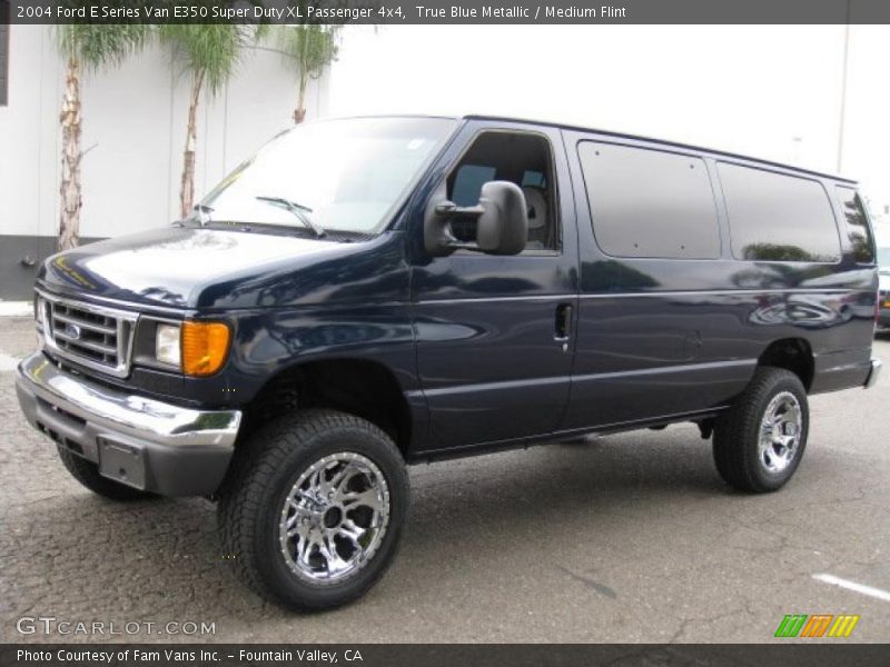 True Blue Metallic / Medium Flint 2004 Ford E Series Van E350 Super Duty XL Passenger 4x4
