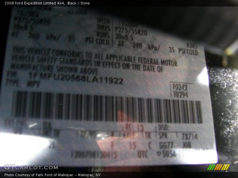 Black / Stone 2008 Ford Expedition Limited 4x4