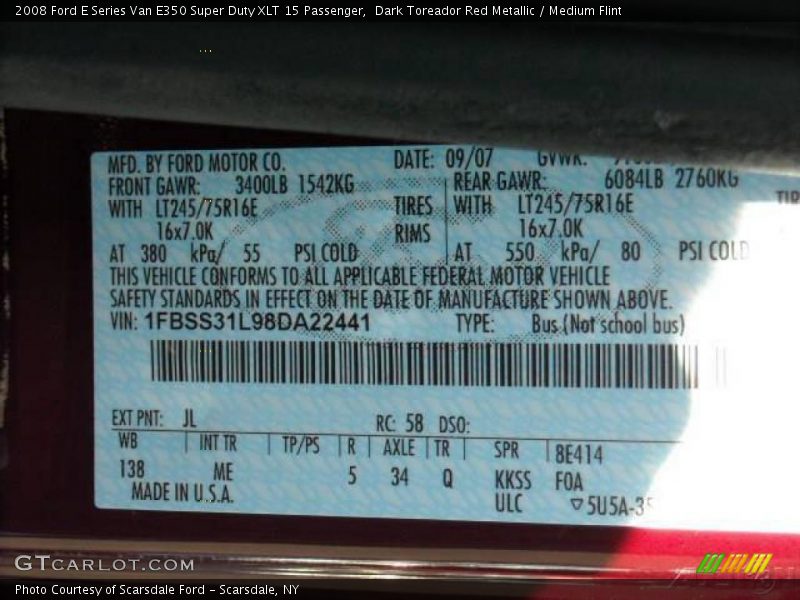Dark Toreador Red Metallic / Medium Flint 2008 Ford E Series Van E350 Super Duty XLT 15 Passenger