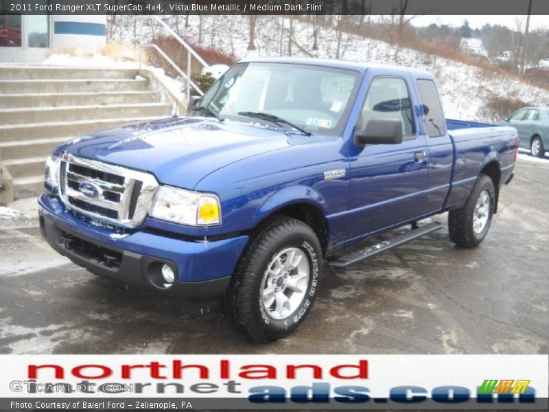 Vista Blue Metallic / Medium Dark Flint 2011 Ford Ranger XLT SuperCab 4x4