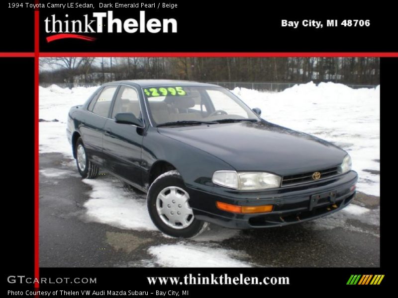 Dark Emerald Pearl / Beige 1994 Toyota Camry LE Sedan