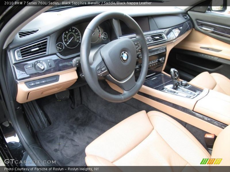 Saddle/Black Nappa Leather Interior - 2010 7 Series 760Li Sedan 