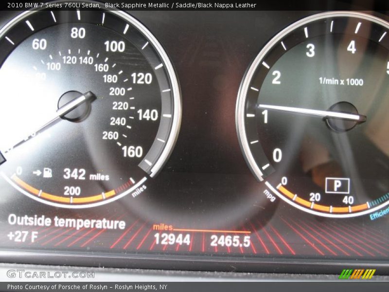 Black Sapphire Metallic / Saddle/Black Nappa Leather 2010 BMW 7 Series 760Li Sedan