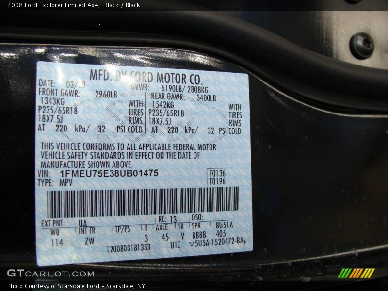Black / Black 2008 Ford Explorer Limited 4x4