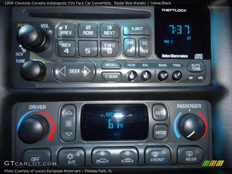 Controls of 1998 Corvette Indianapolis 500 Pace Car Convertible