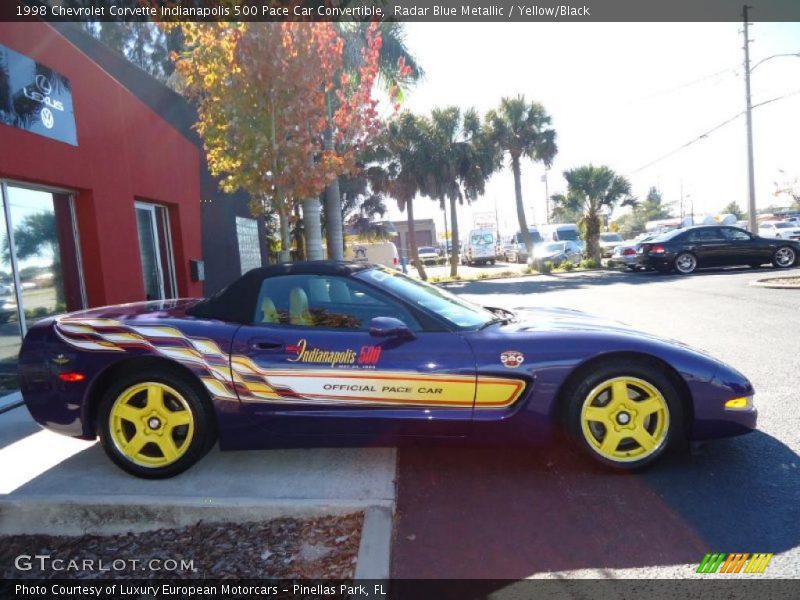 Radar Blue Metallic / Yellow/Black 1998 Chevrolet Corvette Indianapolis 500 Pace Car Convertible