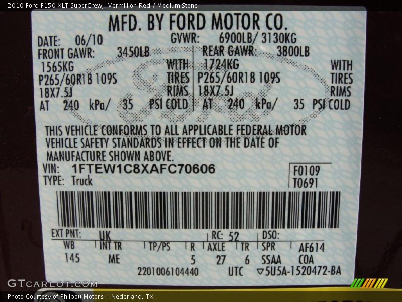 Vermillion Red / Medium Stone 2010 Ford F150 XLT SuperCrew