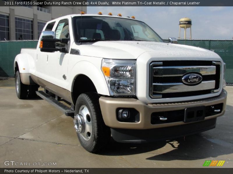 White Platinum Tri-Coat Metallic / Chaparral Leather 2011 Ford F350 Super Duty King Ranch Crew Cab 4x4 Dually