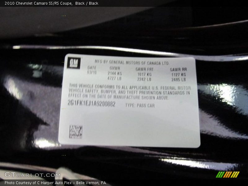 Black / Black 2010 Chevrolet Camaro SS/RS Coupe