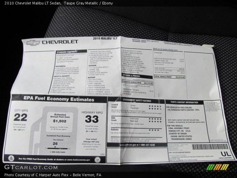 Taupe Gray Metallic / Ebony 2010 Chevrolet Malibu LT Sedan