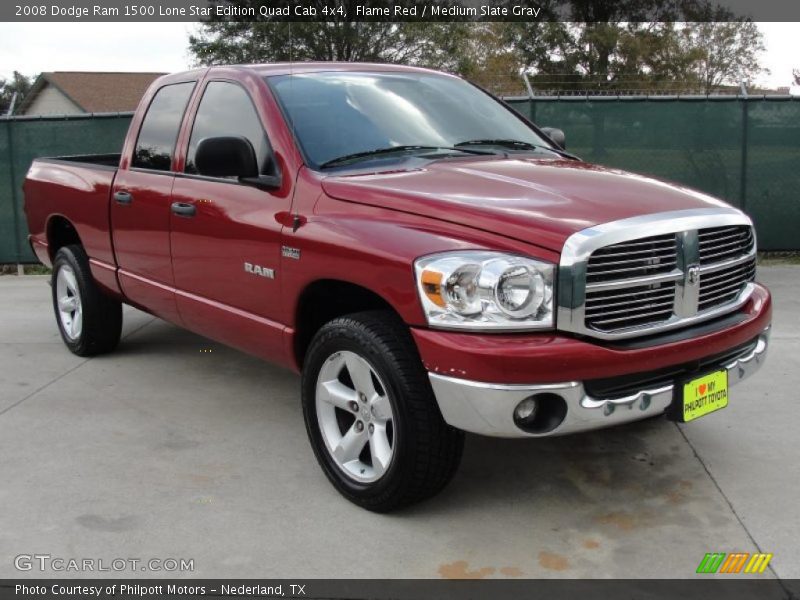 Flame Red / Medium Slate Gray 2008 Dodge Ram 1500 Lone Star Edition Quad Cab 4x4