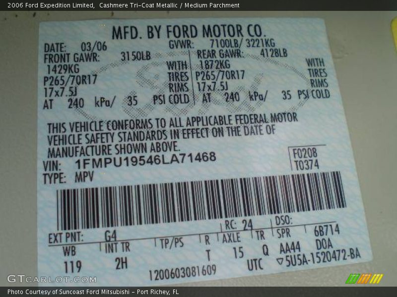 Cashmere Tri-Coat Metallic / Medium Parchment 2006 Ford Expedition Limited