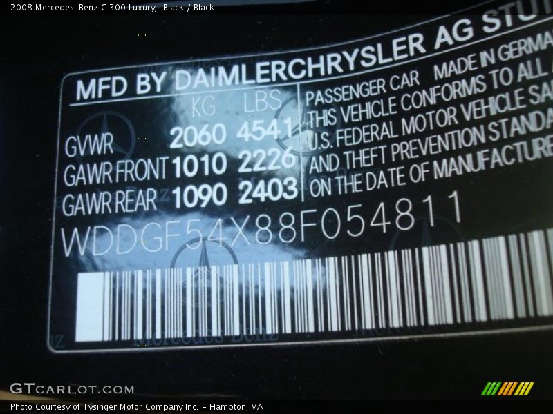 Black / Black 2008 Mercedes-Benz C 300 Luxury