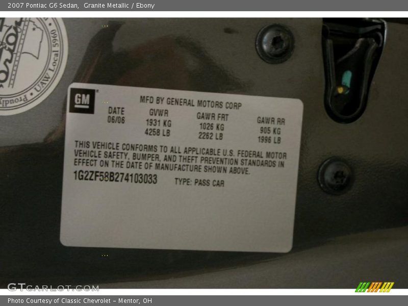 Granite Metallic / Ebony 2007 Pontiac G6 Sedan