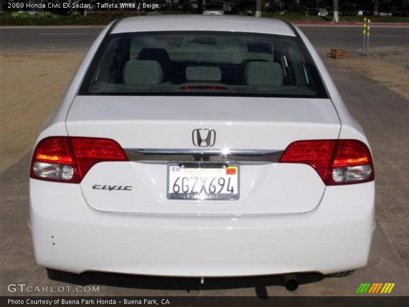 Taffeta White / Beige 2009 Honda Civic EX Sedan