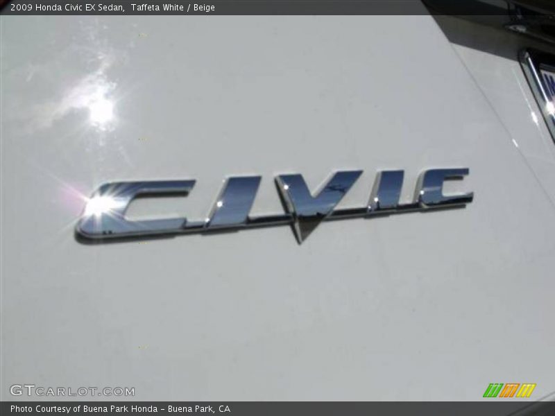 Taffeta White / Beige 2009 Honda Civic EX Sedan